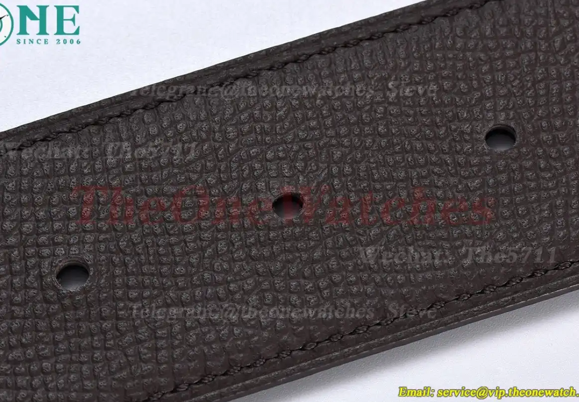 YG Hermes SS Buckle on Brown Black Leather Belt 3.8cm