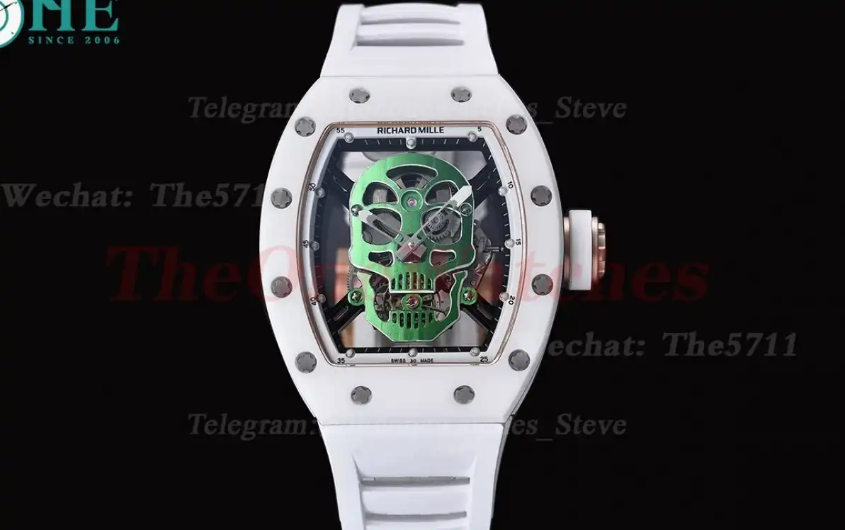 RM52-01 Ceramic Case On White Rubber Strap Real Tourbillon YSF