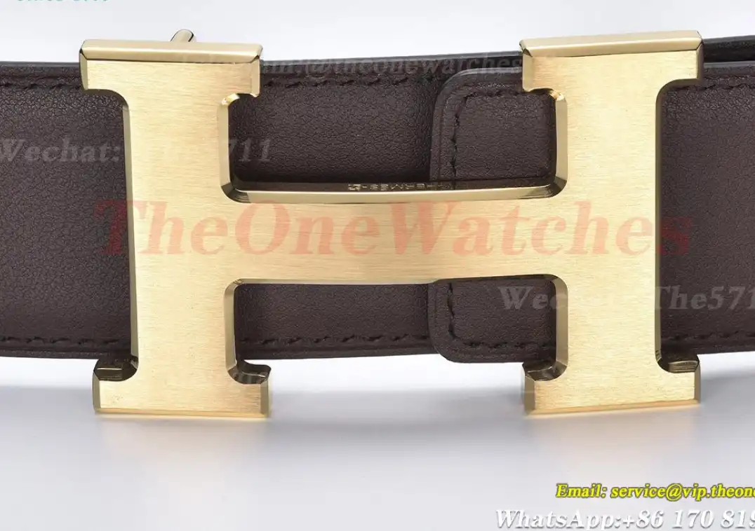 YG Hermes SS Buckle on burgundy Black Leather Belt 3.8cm