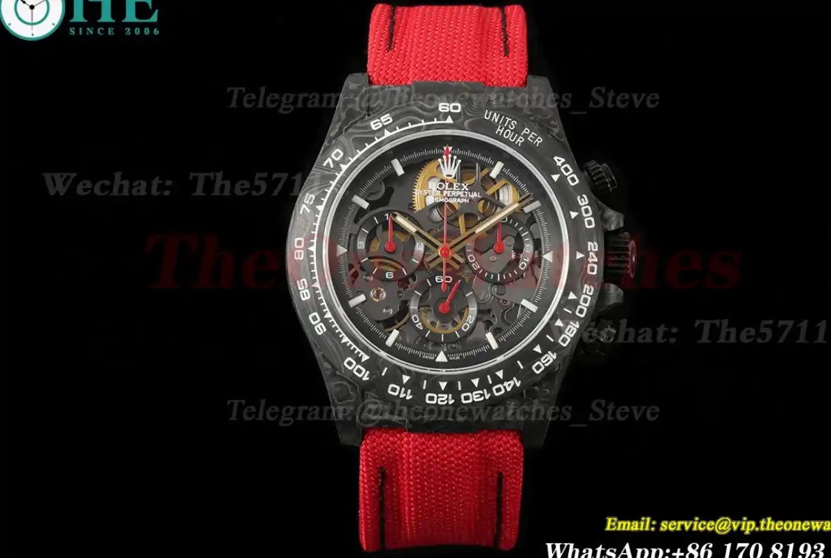 Daytona Diw 40mm Red Carbon NY Skeleton Dial N6F DD4801