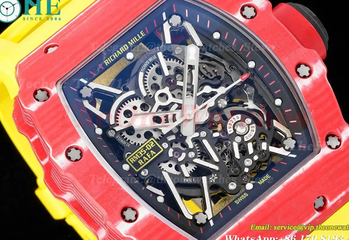 RM35-02 Skeleton Dial  With Yellow Rubber Srap T+F Clone RMUL2