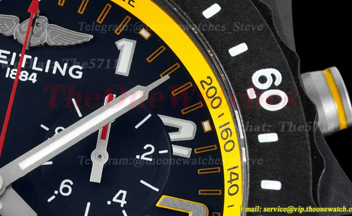 Professional Chronograph PVD Black Dial On Yellow Strap Swiss Quartz