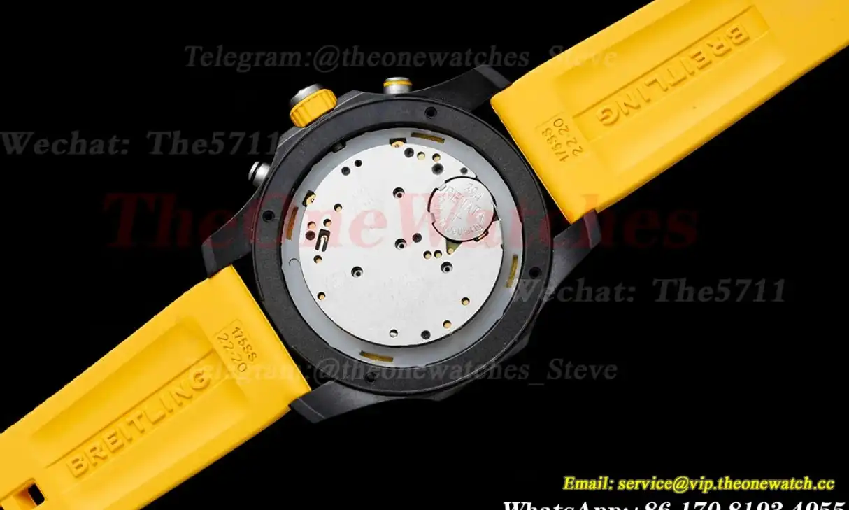 Professional Chronograph PVD Black Dial On Yellow Strap Swiss Quartz