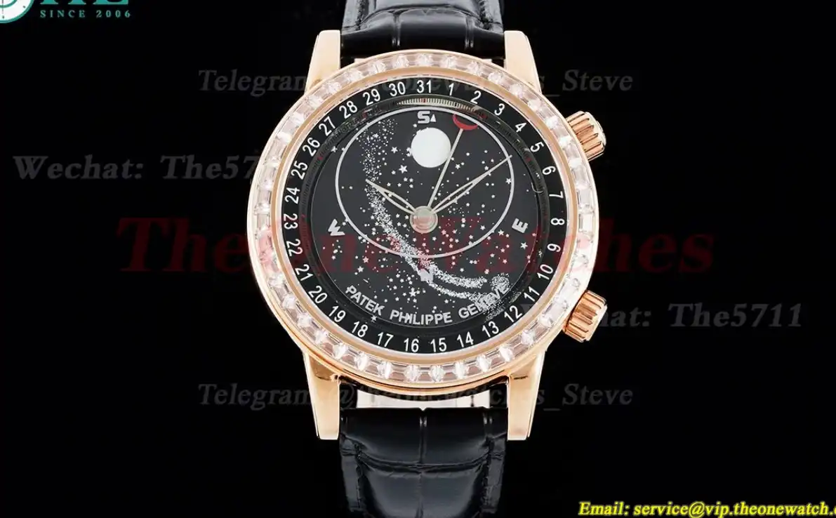 Celestial Sky Moon Date Diam RG LE Black Dial TWF A240