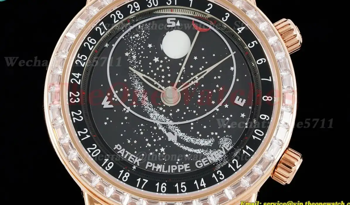 Celestial Sky Moon Date Diam RG LE Black Dial TWF A240