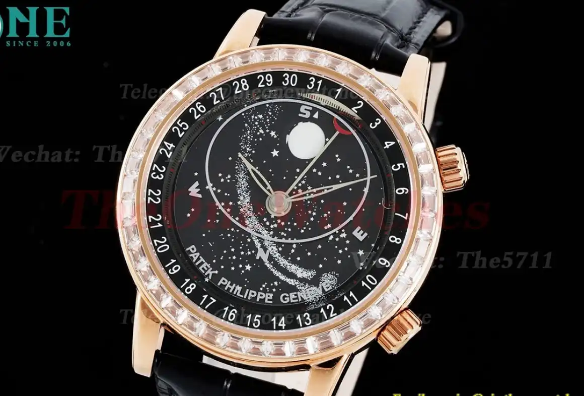 Celestial Sky Moon Date Diam RG LE Black Dial TWF A240