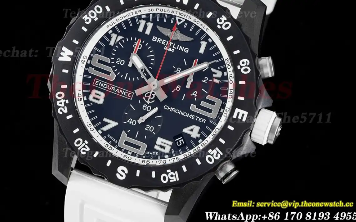 Professional Chronograph PVD Black Dial On White Strap Swiss Quartz