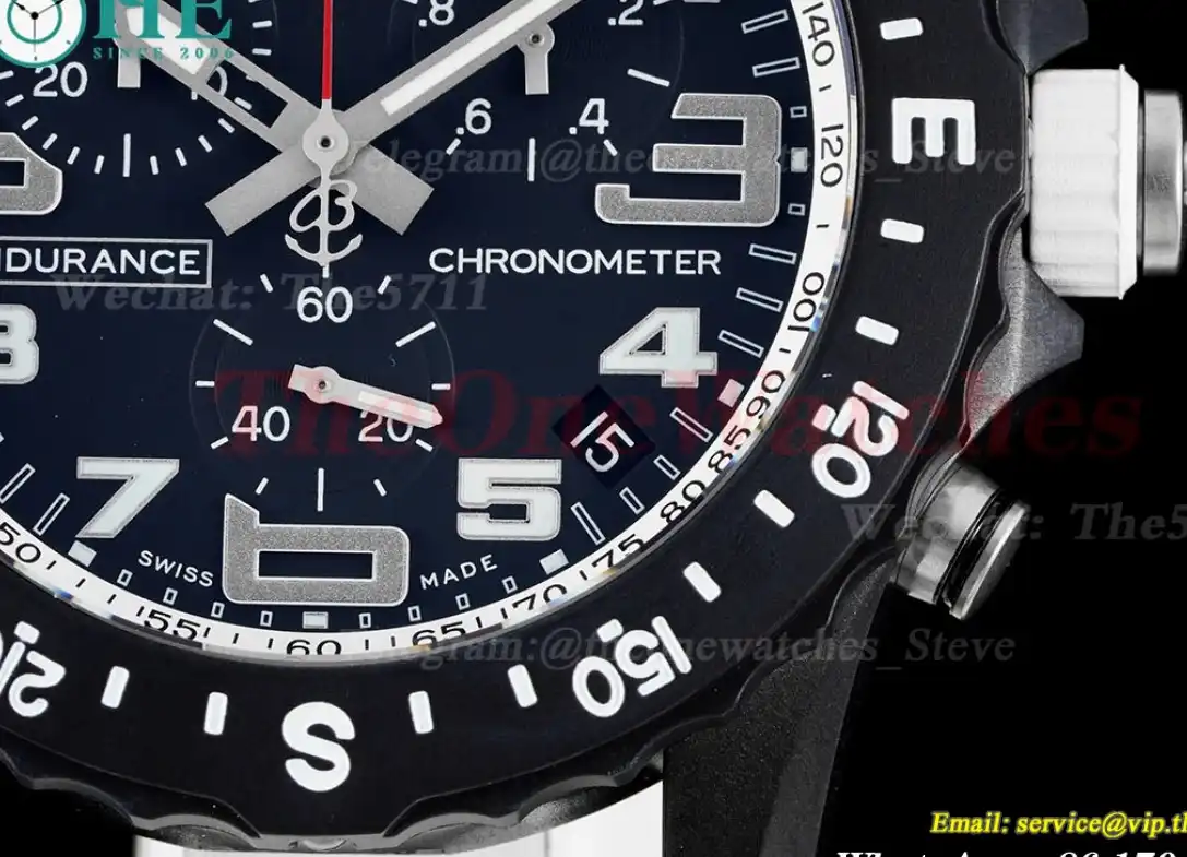 Professional Chronograph PVD Black Dial On White Strap Swiss Quartz