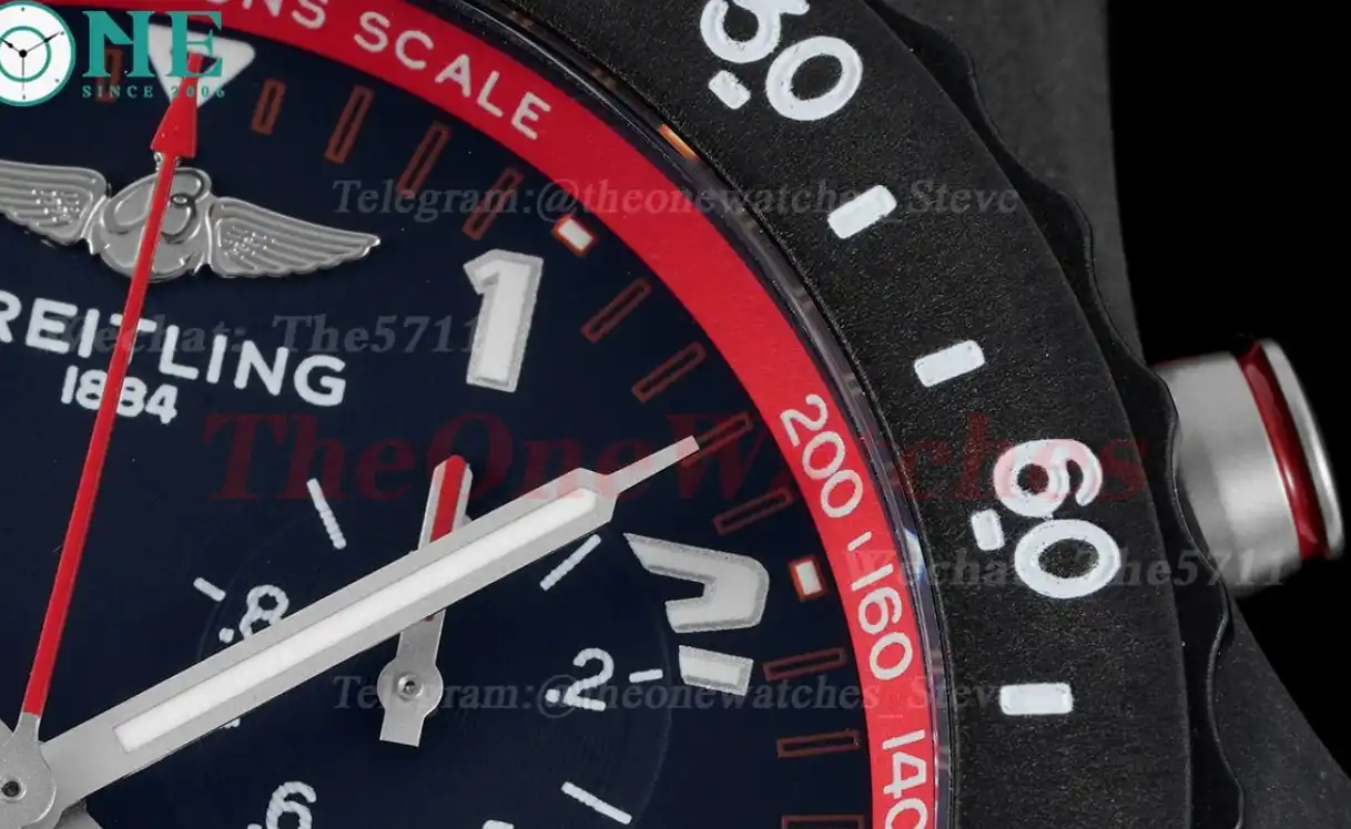 Professional Chronograph PVD Black Dial On Red Strap Swiss Quartz