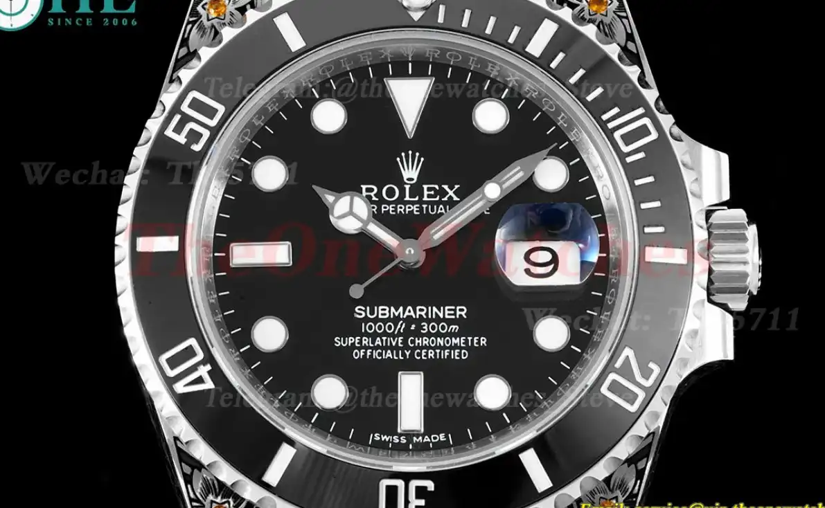 Submariner 40mm Engraved SS SS Black Dial VMF VR3135