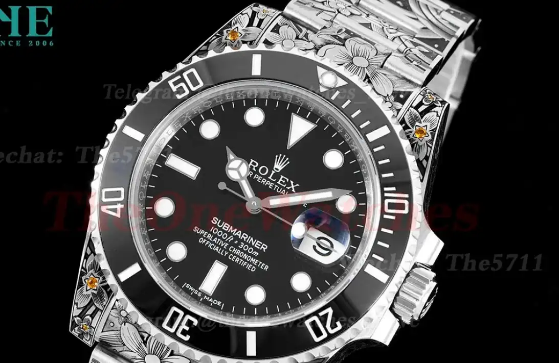 Submariner 40mm Engraved SS SS Black Dial VMF VR3135