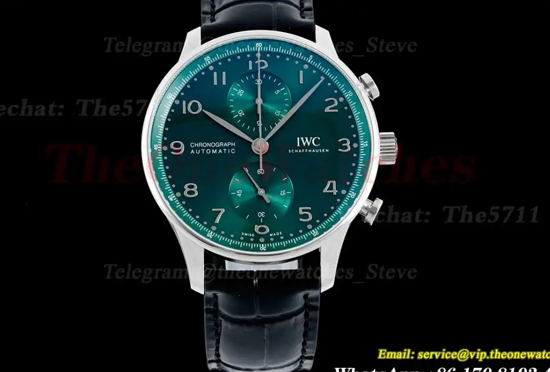 Portuguese Chrono 41mm Green Dial On Black Strap SS LE V6SF A69355