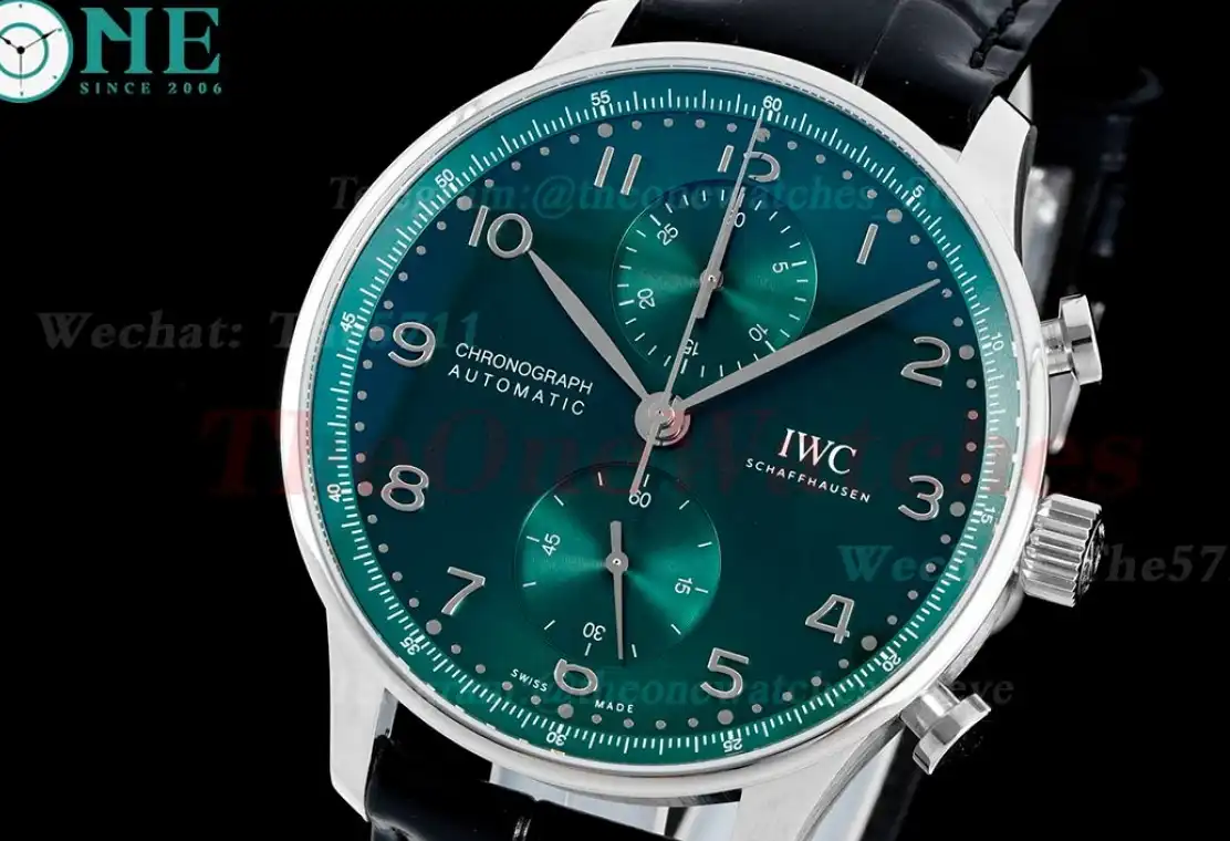 Portuguese Chrono 41mm Green Dial On Black Strap SS LE V6SF A69355