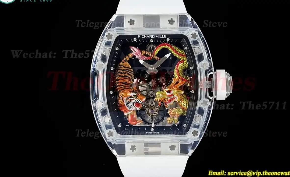 RM51 Tiger Dragon Dial on White Rubber Strap RMF Tourb