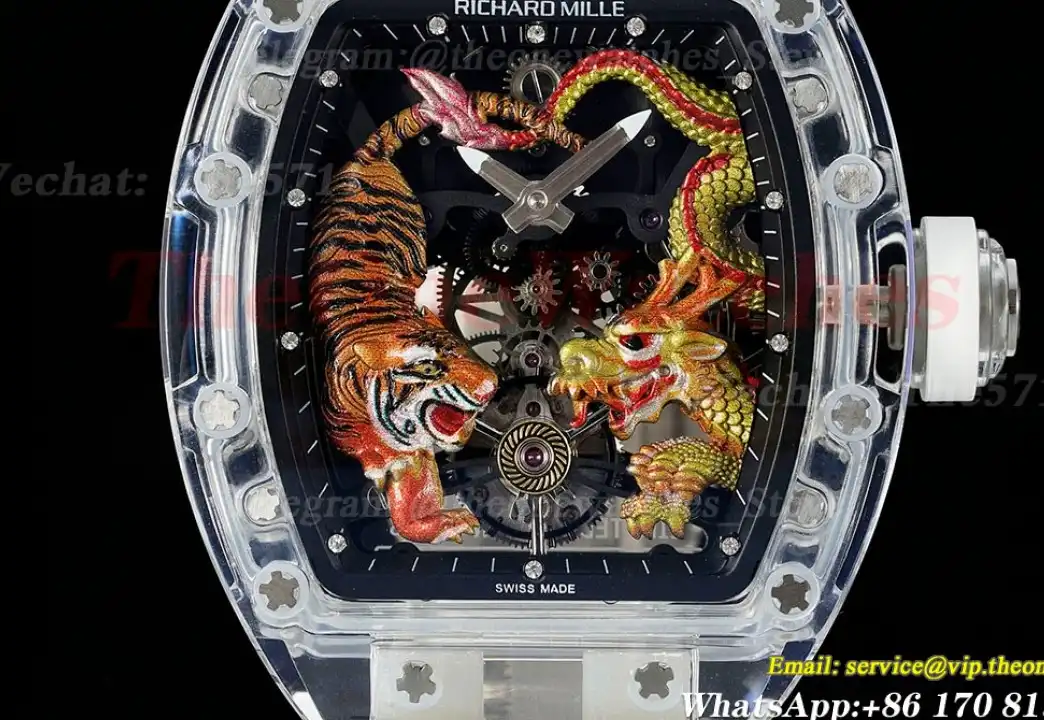 RM51 Tiger Dragon Dial on White Rubber Strap RMF Tourb