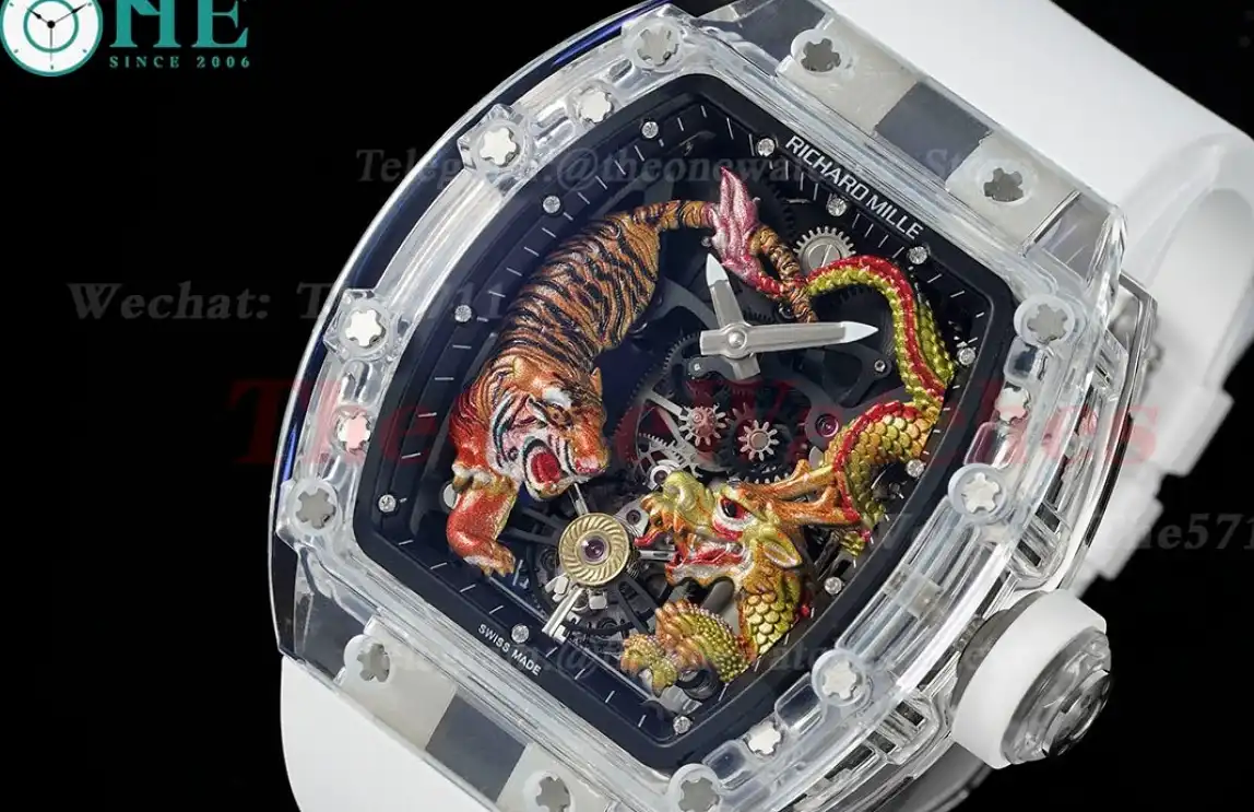 RM51 Tiger Dragon Dial on White Rubber Strap RMF Tourb