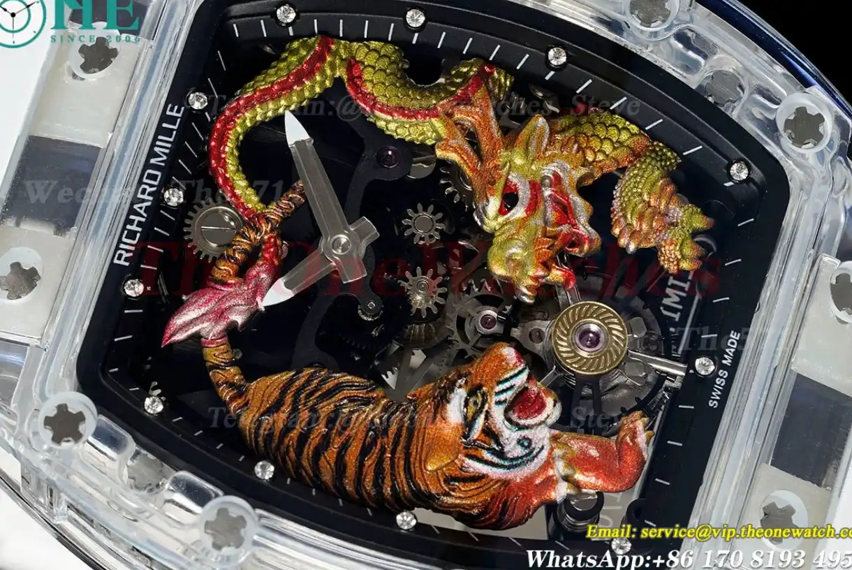 RM51 Tiger Dragon Dial on White Rubber Strap RMF Tourb