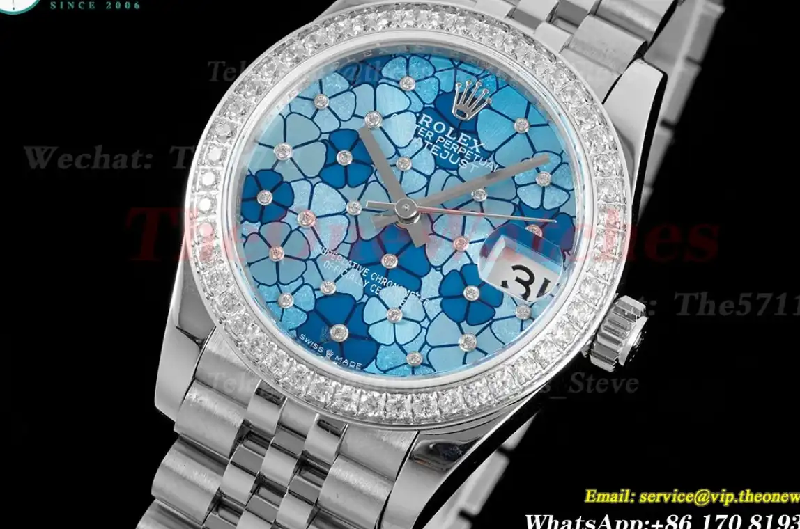 Datejust 31mm Dia SS SS Blue Flower Dial JDF A2824