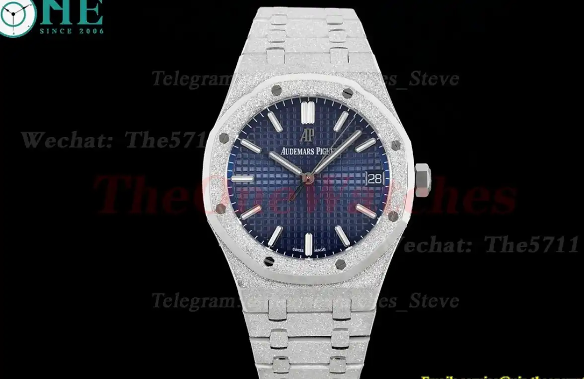 Royal Oak 15500 Frosted 41mm SS SS Blue Dial IPF SA4302 Super Clone