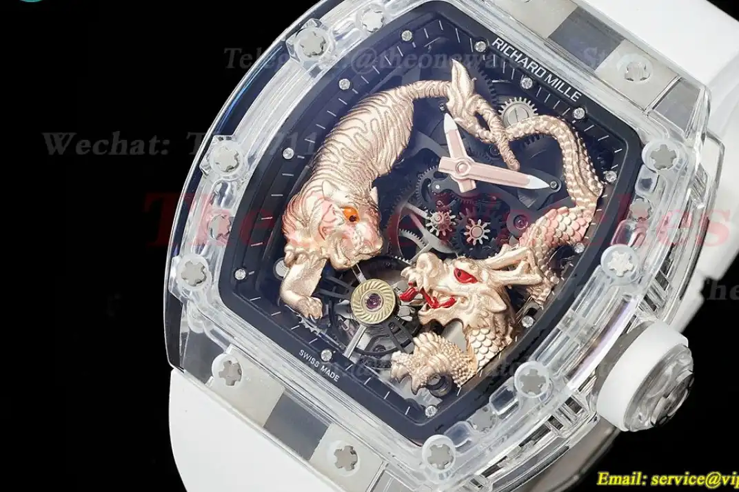 RM51 Tiger Dragon Dial on White Rubber Strap RMF Tourb