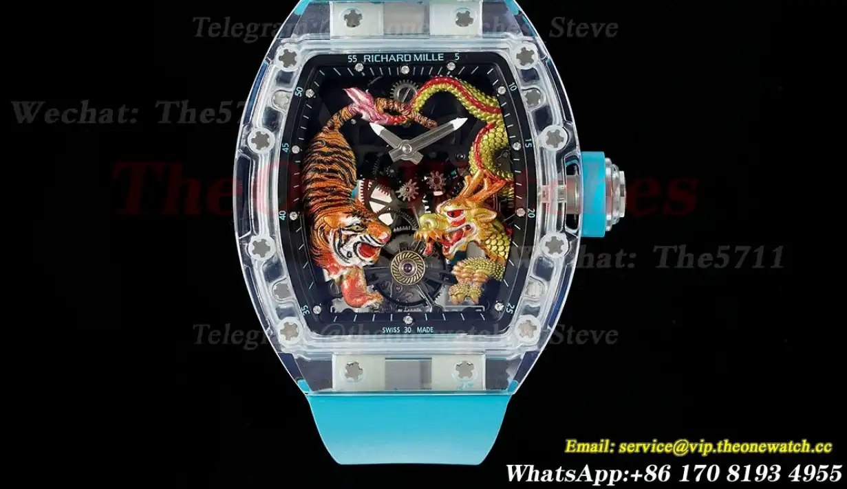 RM51 Tiger Dragon Dial on Blue Rubber Strap RMF Tourb