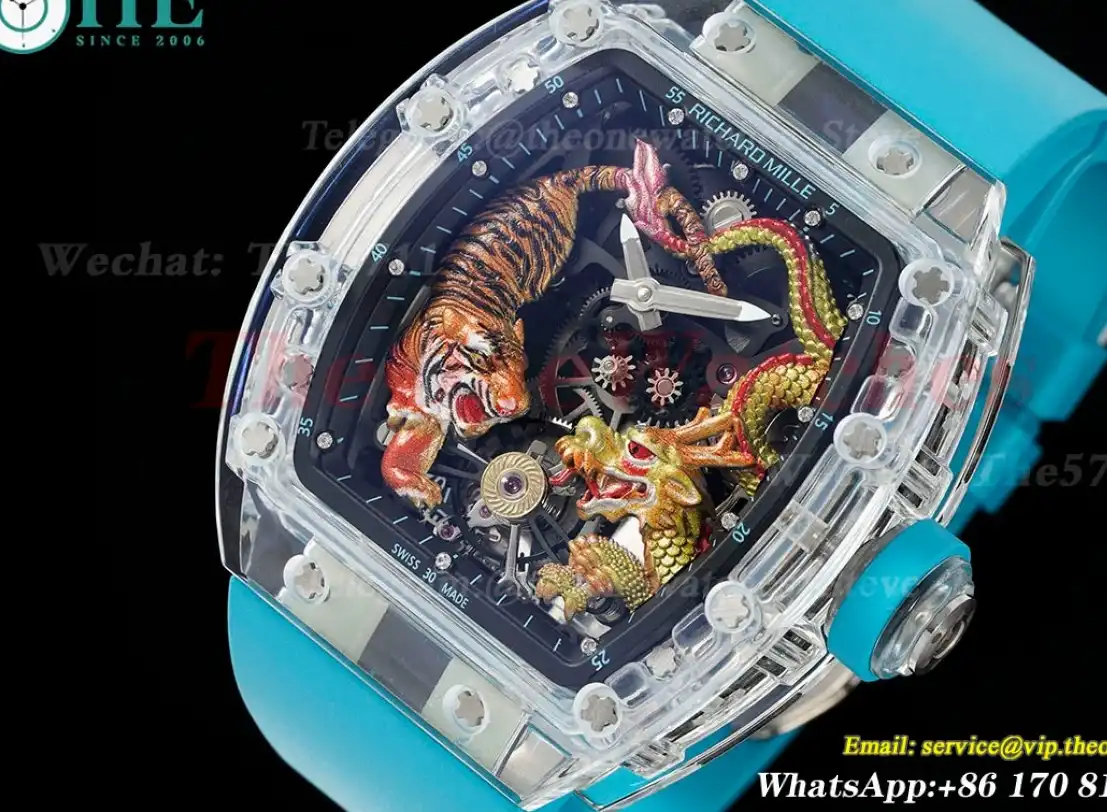 RM51 Tiger Dragon Dial on Blue Rubber Strap RMF Tourb