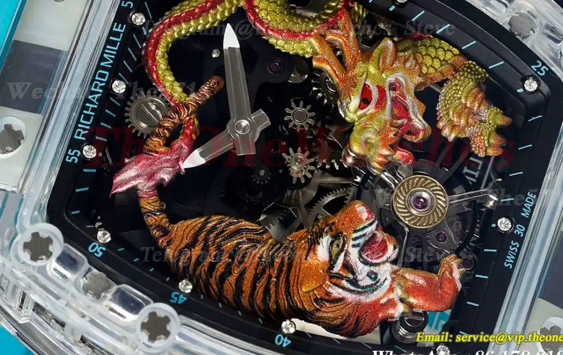 RM51 Tiger Dragon Dial on Blue Rubber Strap RMF Tourb