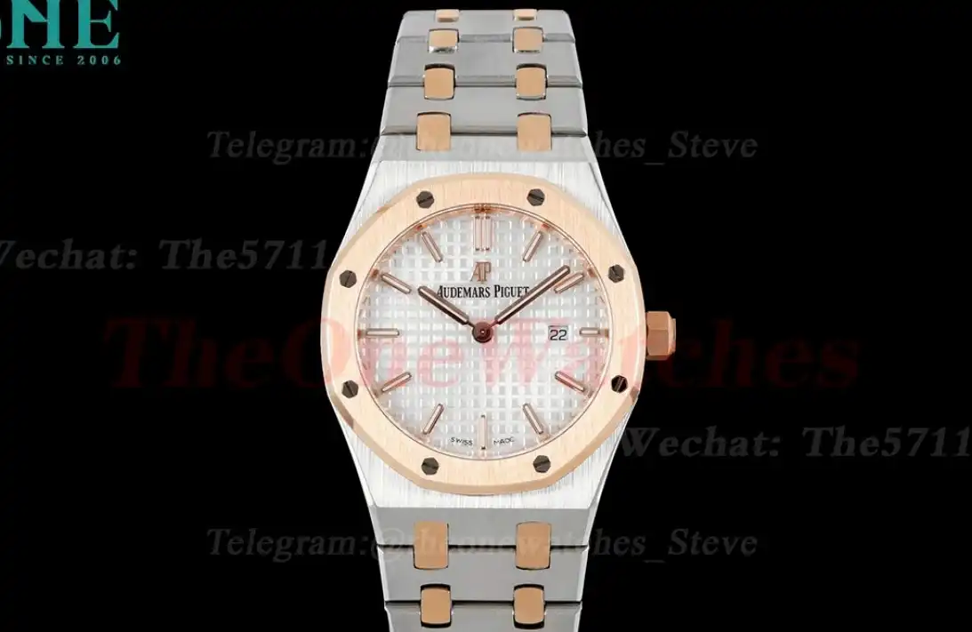 Royal Oak Ladies 33mm SS RG  white Dial 8F Swiss Quartz