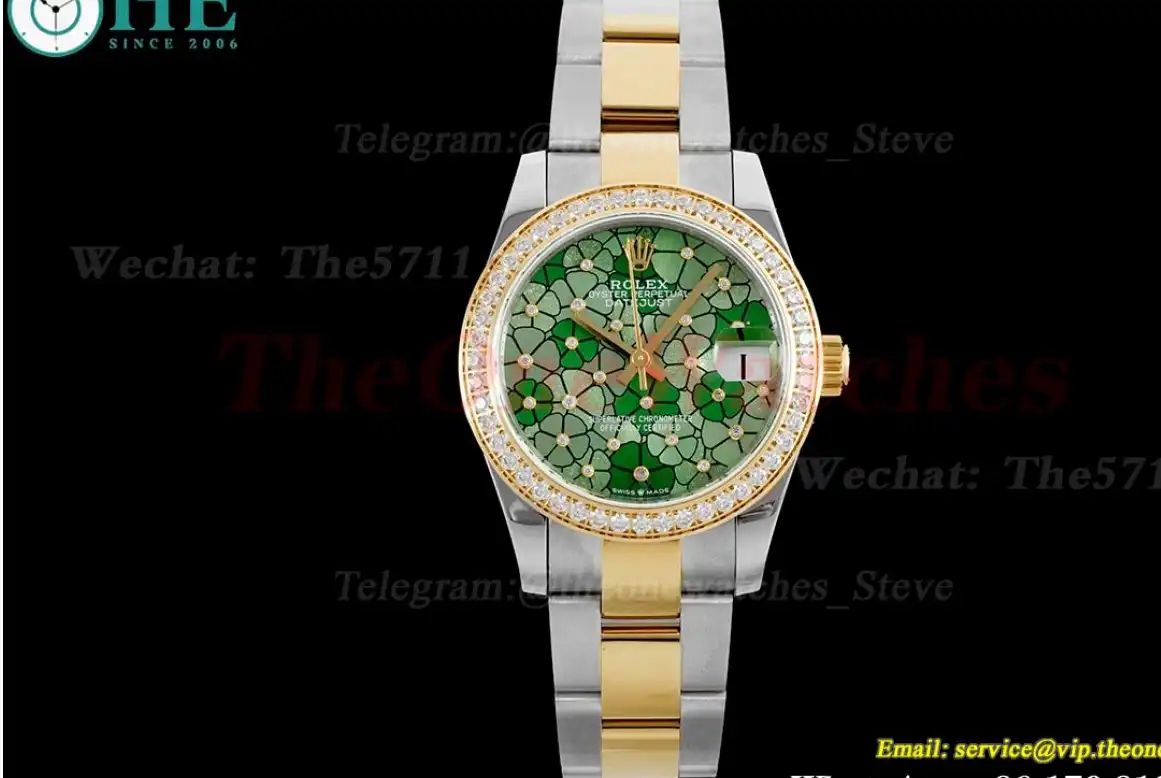 Datejust 31mm Dia YG SS Green Flower Dial JDF A2824