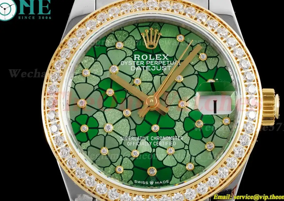 Datejust 31mm Dia YG SS Green Flower Dial JDF A2824