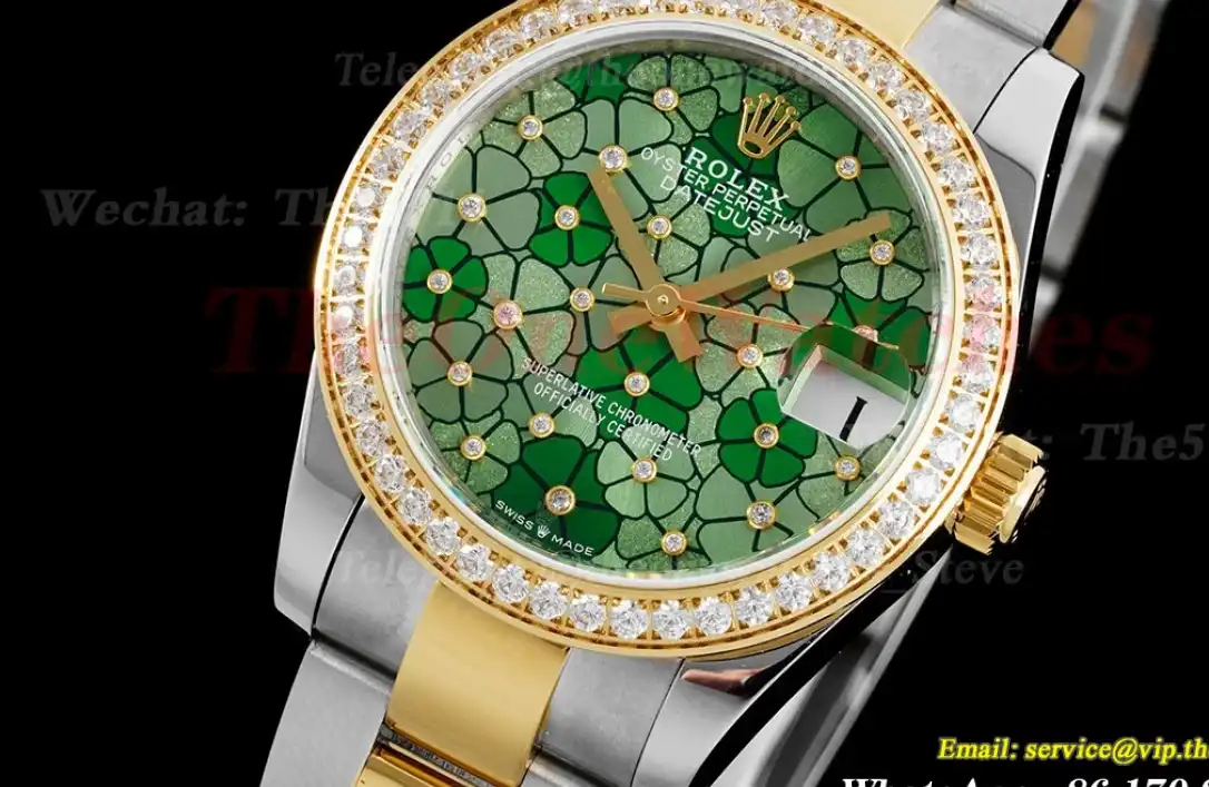 Datejust 31mm Dia YG SS Green Flower Dial JDF A2824