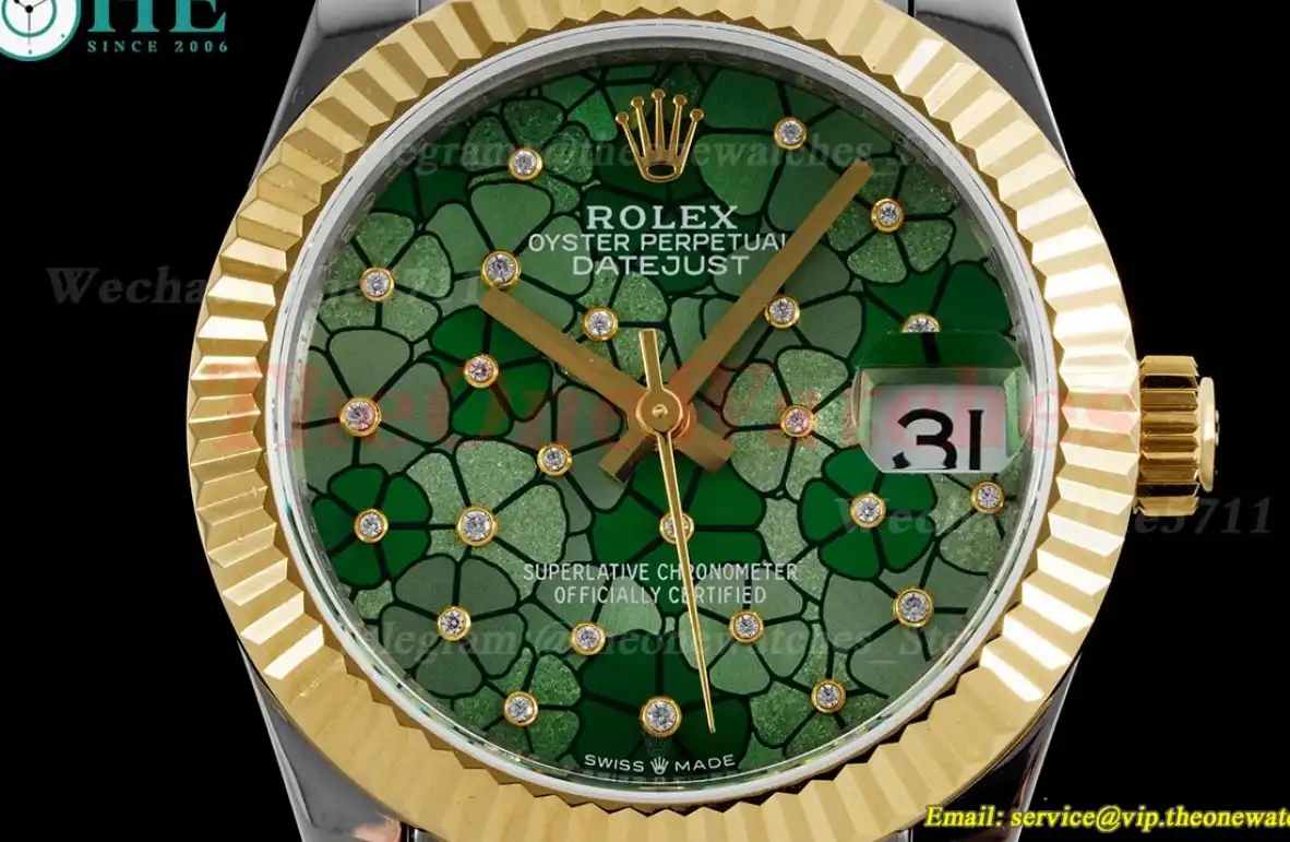 Datejust 31mm YG SS Green Flower Dial JDF A2824