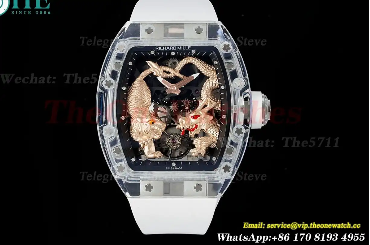 RM51 Tiger Dragon Dial on White Rubber Strap RMF Tourb