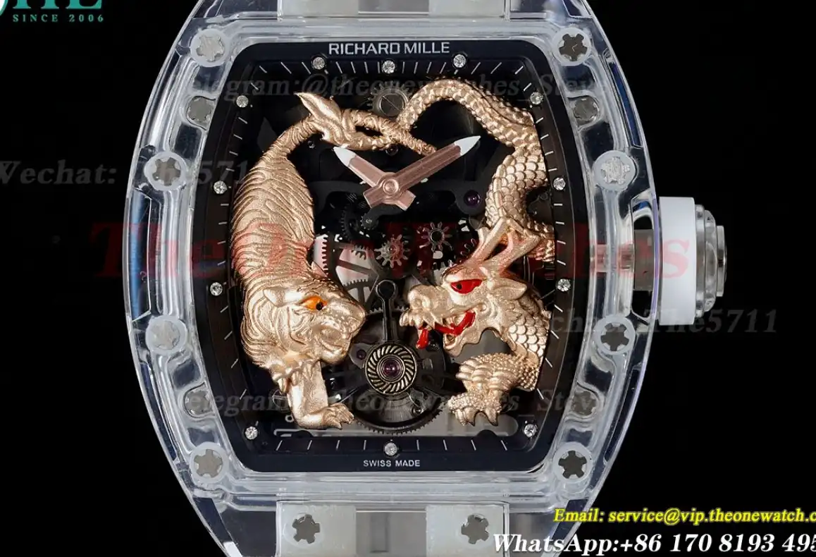 RM51 Tiger Dragon Dial on White Rubber Strap RMF Tourb