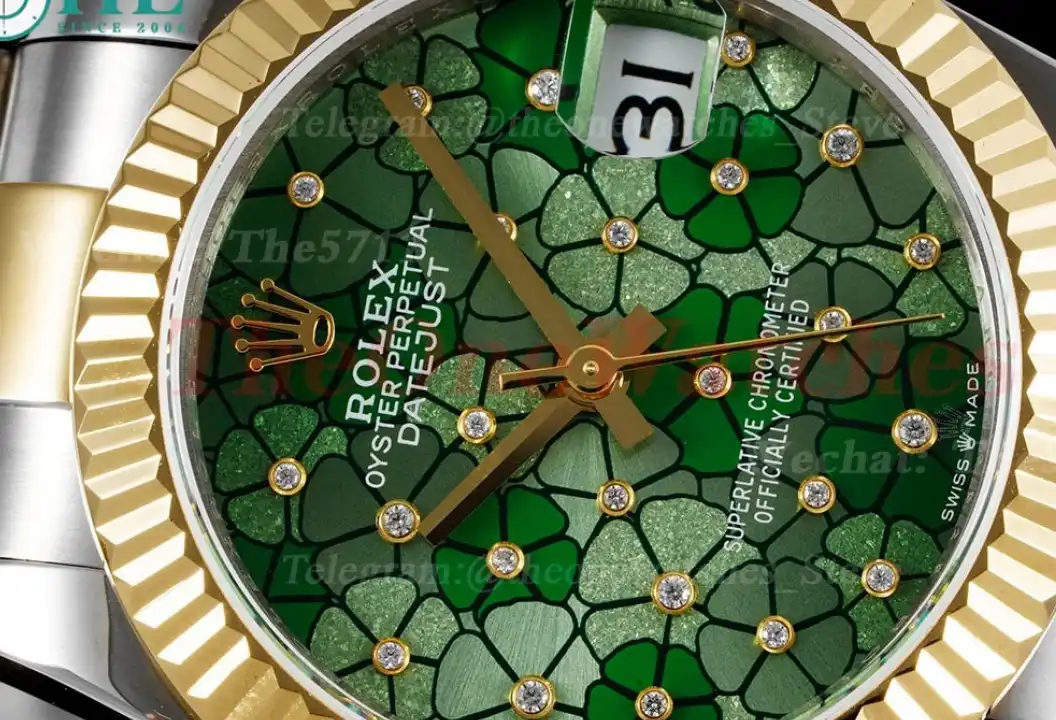 Datejust 31mm YG SS Green Flower Dial JDF A2824