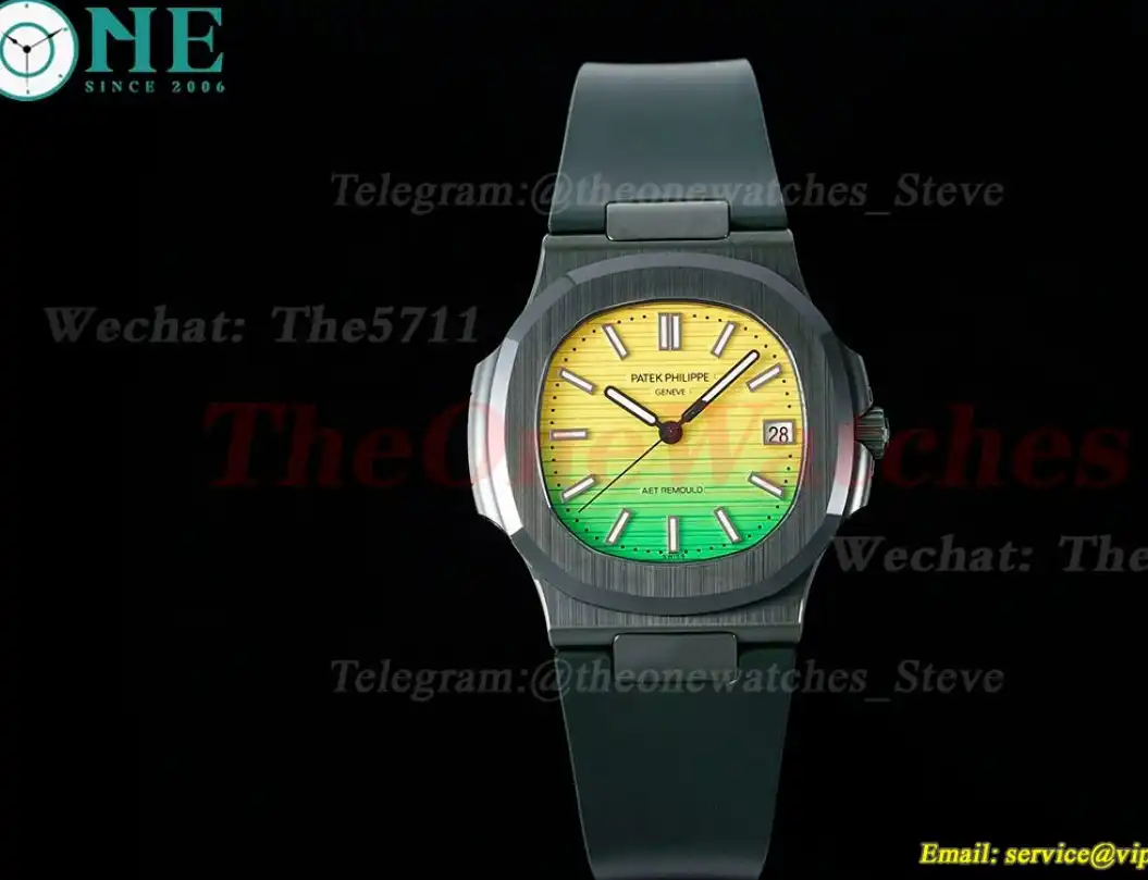 Nautilus AET 5711 40mm Cer RU Yellow Green Dial AMGF MY9015