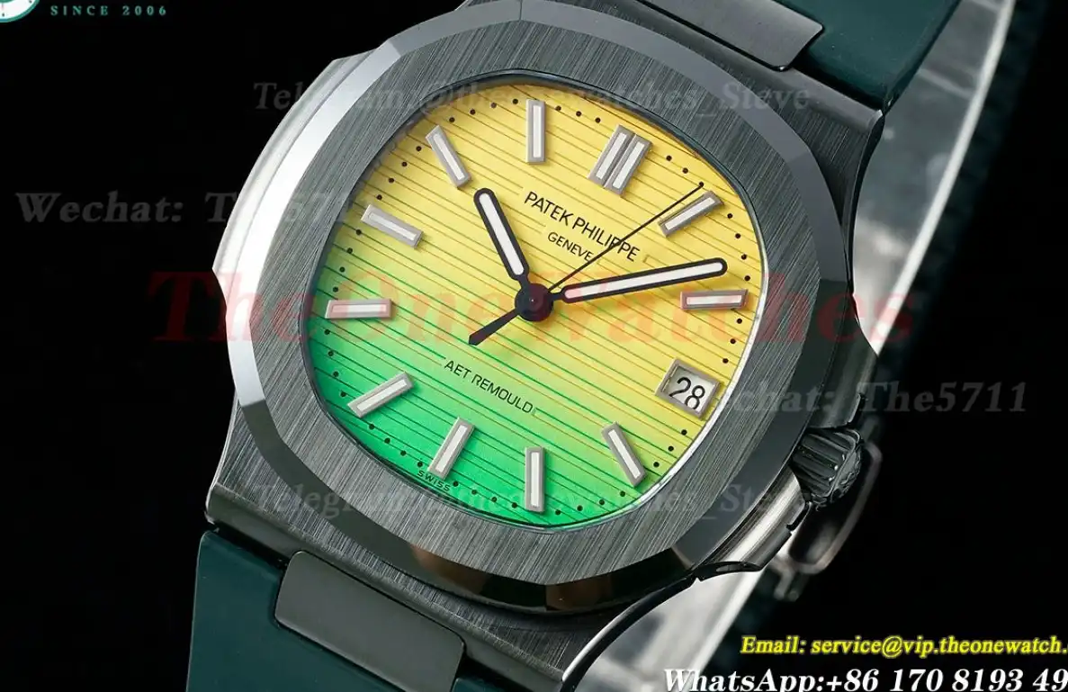 Nautilus AET 5711 40mm Cer RU Yellow Green Dial AMGF MY9015