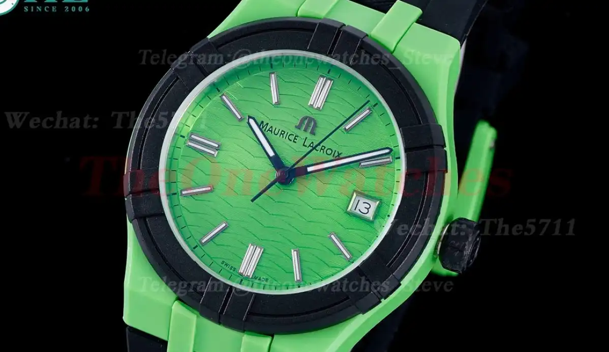 Aikon 40mm Green Dial On Rubber Strap Ronda515