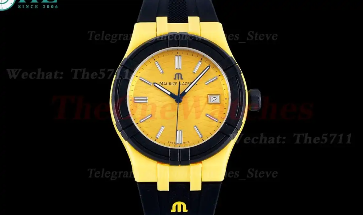 Aikon 40mm Yellow Dial On Rubber Strap Ronda515