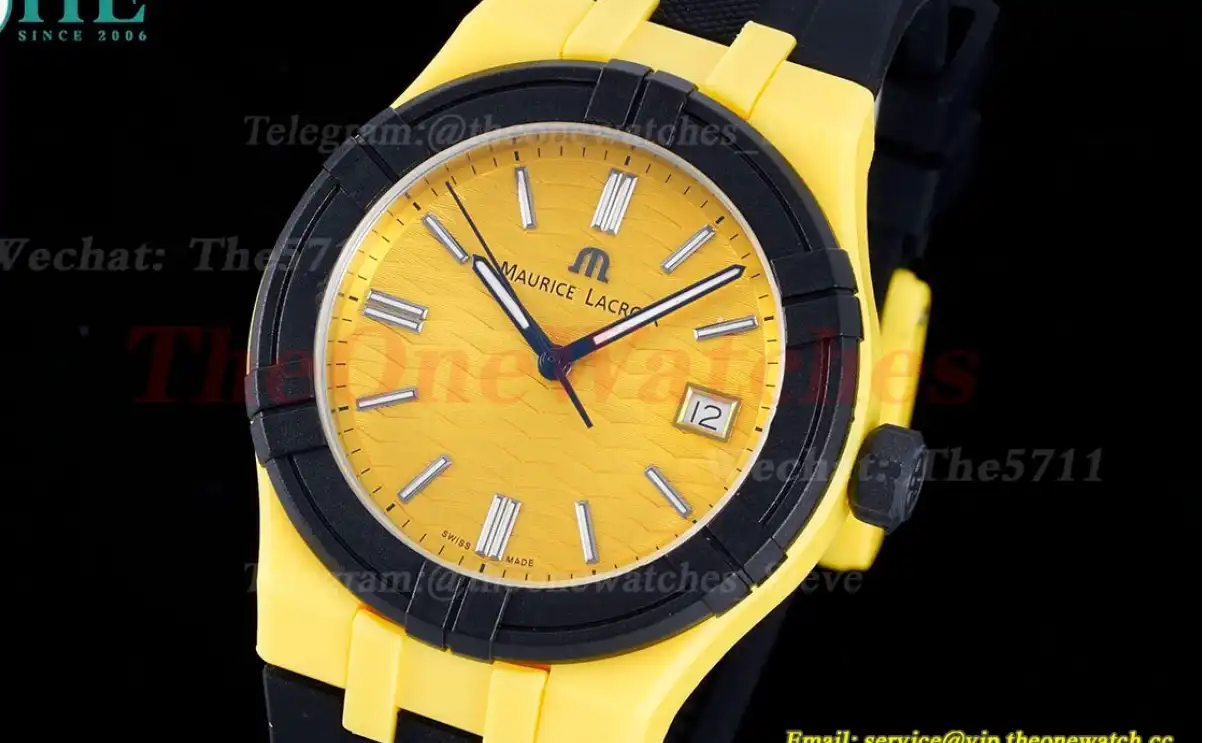 Aikon 40mm Yellow Dial On Rubber Strap Ronda515