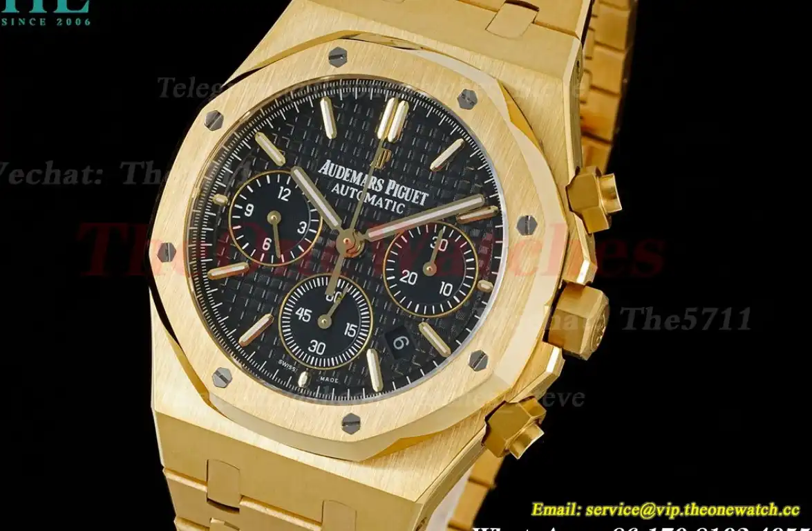 Royal Oak Chrono 26331 YG YG Black Stk BF A7750