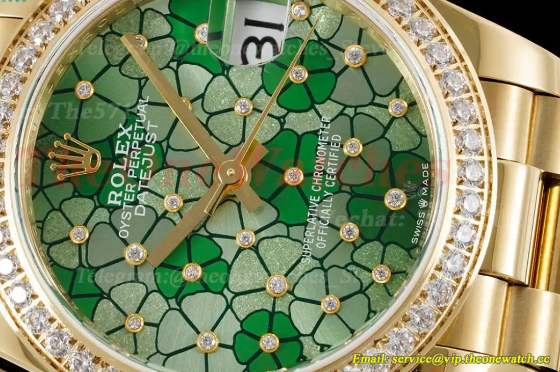 Datejust 31mm Dia YG YG Green Flower Dial JDF A2824