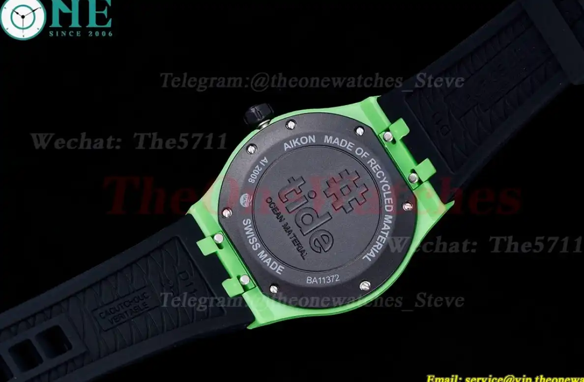 Aikon 40mm Green Dial On Rubber Strap Ronda515