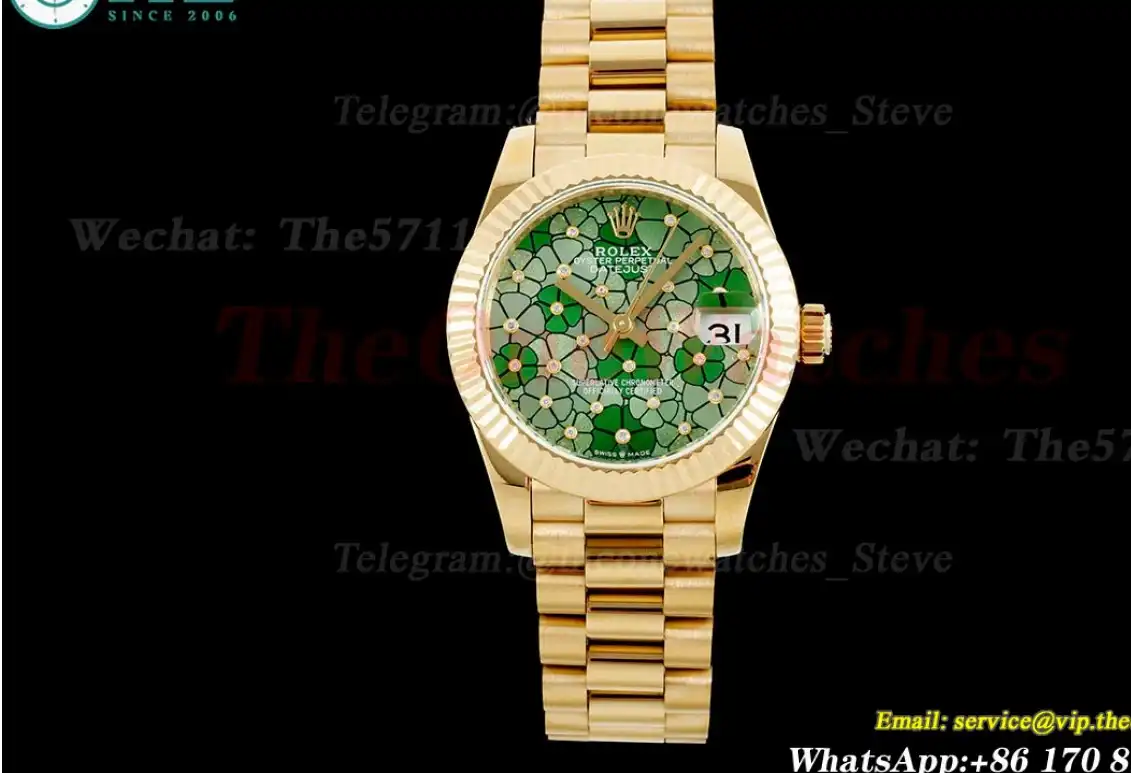 Datejust 31mm YG YG Green Flower Dial JDF A2824