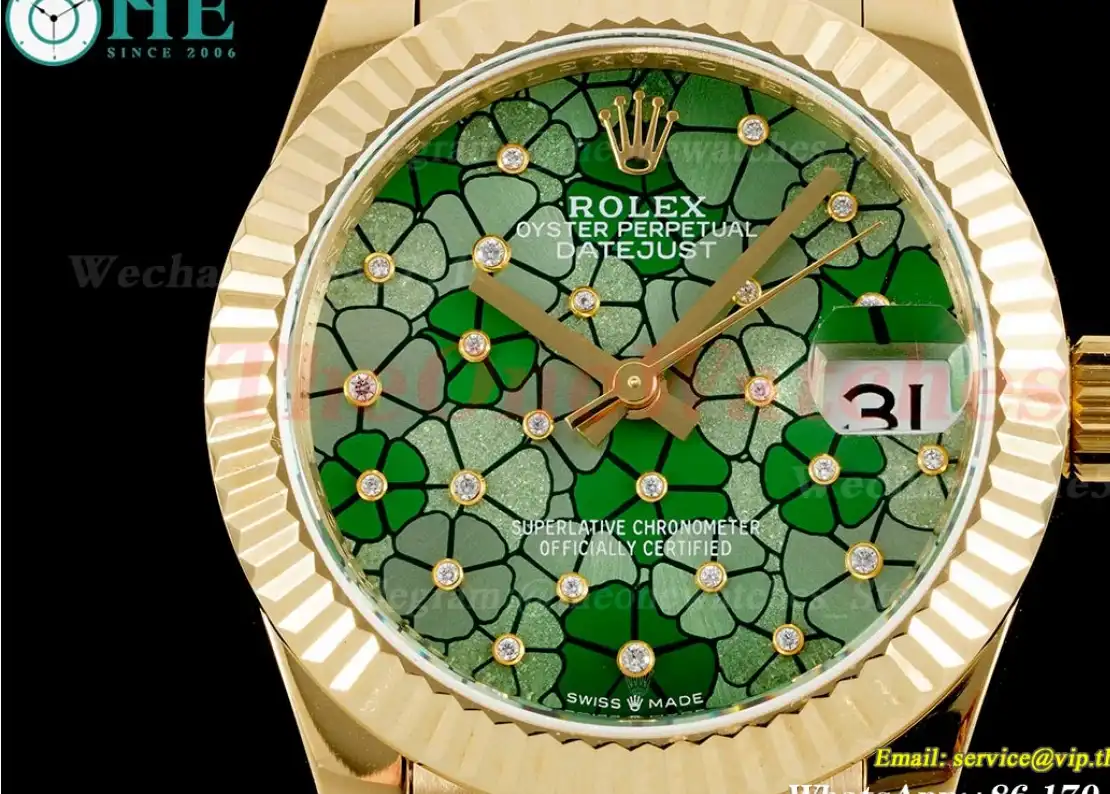 Datejust 31mm YG YG Green Flower Dial JDF A2824