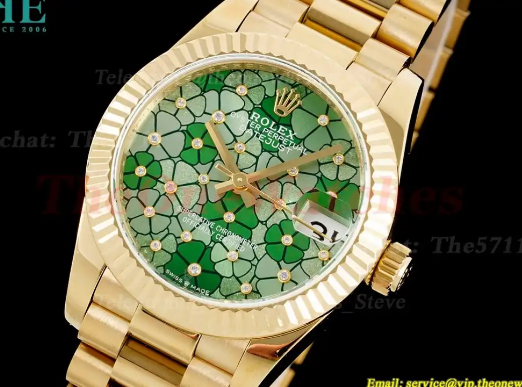 Datejust 31mm YG YG Green Flower Dial JDF A2824