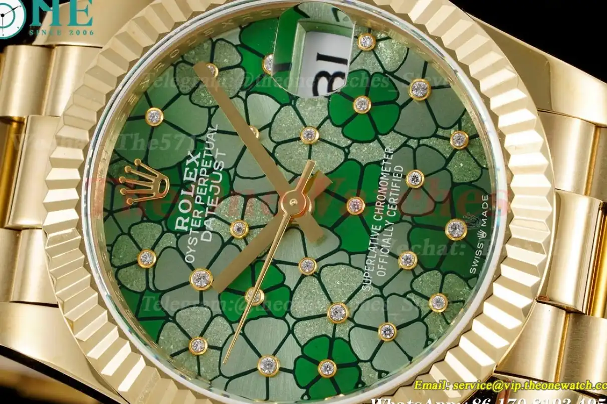 Datejust 31mm YG YG Green Flower Dial JDF A2824