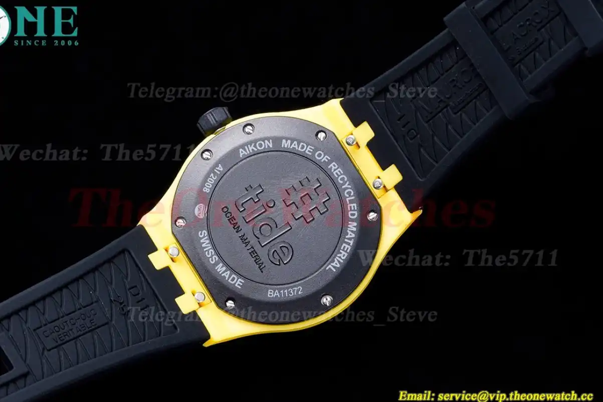 Aikon 40mm Yellow Dial On Rubber Strap Ronda515