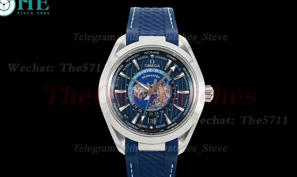 Aqua Terra 150M 43mm Worldtimer SS RU Dark Blue Dial VSF A8938