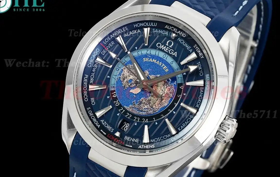 Aqua Terra 150M 43mm Worldtimer SS RU Dark Blue Dial VSF A8938